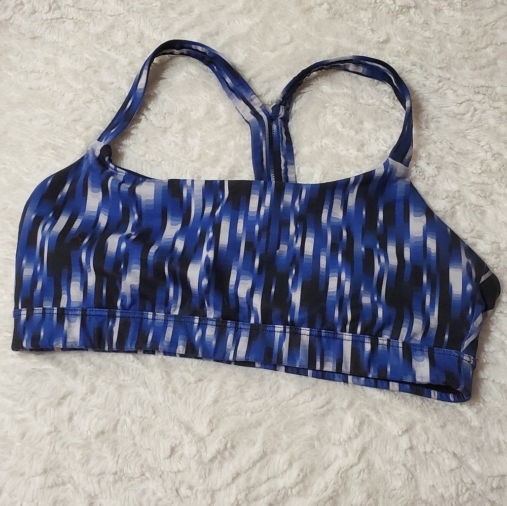 ❤ Gap Sports Bra Low Impact M Blue Black White Print